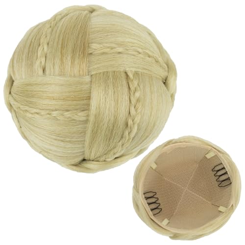 IMISSU Braided Chignon Dancer Hair Cover Donut Hairpieces Scrunchies Women Hair Buns Wig Updo for Wedding Party (M3 Dirty Blonde)