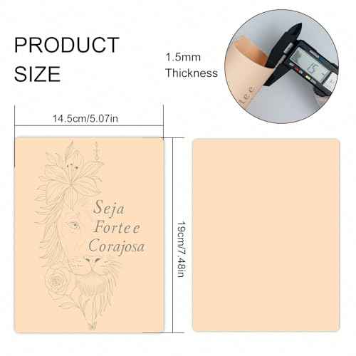 Premium Tattoo Practice Skin ? 1.5mm Thick Double-Sided Silicone Pad with Pre-Printed Floral Animal Line Art ? Realistic Beige Fake Skin for Tattooing, Microblading & Ink Practice (3 Pcs)