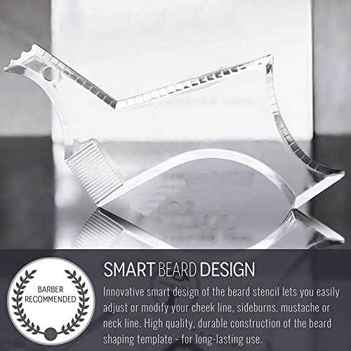 Men's Beard Shaping Tool With Inbuilt Comb Transparent Template Styling Comb Templates for Goatee Mustache Sideburns, Jaw Cheek/Neck Line, Symmetric/Curve/Step Cut (Clear-2pcs)