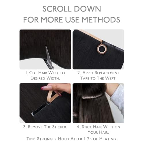 WENNALIFE Genius Weft Tape in Hair Extensions Human Hair 20 Inch 60g Jet Black Tape Ins Luxury Remy Hair Extensions De Cabello Humano Straight Invisible Fuller Volume Reusable 31" Wide Weft