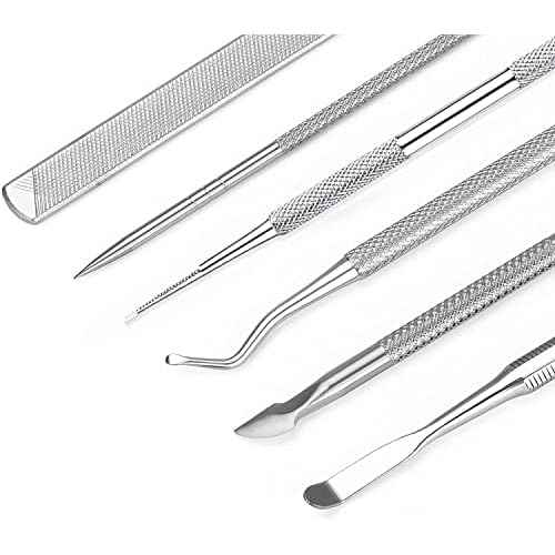 6-Pack Ingrown Toenail File and Lifters, Professional Surgical Stainless Steel Ingrown Toenail Removal Tool Kit, Manicure Treatment Pedicure Tools for Feet Under Nail Cleaner Correction Polish Pain