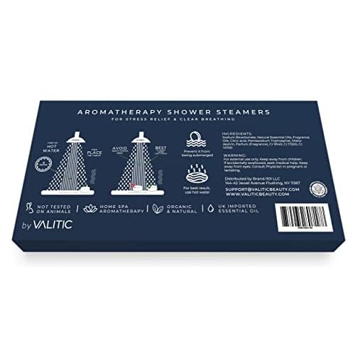 Valitic Aromatherapy Shower Steamers for Stress Relief and Relaxation - Gifts for Women Mom Birthday 8 Natural Essential Fizzies Shower Bombs - 4 Scents - Lavender, Eucalyptus, Citrus, and Peppermint