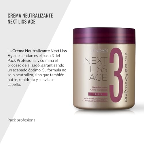 Lendan - Hair Conditioner - Neutralizing Cream Next Liss Age N¨¬3-500ml - Step 3 Professional Pack - Completes the Straightening Process - Nourishes, Hydrates, and Soften - Long-Lasting Straightening