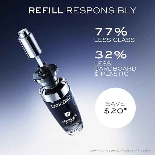 Lancôme Génifique Ultimate Dual Recovery Face Serum - Visibly Improves Fine Lines, Rough Texture, Plumpness and Even Skintone - with Beta Glucan and, Hyaluronic Acid - Refill - 1.69 Fl Oz
