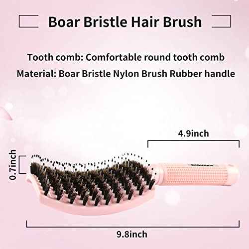 3 Pack Vented Quick Drying Massage Blow Detangler Brush,Boar Bristle Hair Brush Set-Curved,Detangling Hair Brush for Women Long,Thick, Thin, Curly(Green)