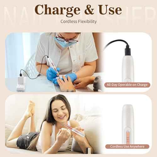 Electric Nail Drill - Cordless Nail Drill with 11 Drill Bits - Electric Nail File for Acrylic Gel Dip Powder Nails, Nail Filer Electric for Manicure Pedicure Polishing Shape (White)