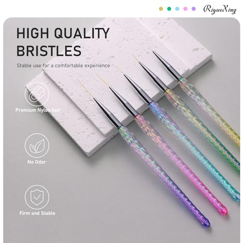 5PCS Nail Art Liner Brushes - Liner Brush For Nail Gel Fine Drawing,Thin Liner Nail Brush Set Size 7/11/15/20/25mm Striper Brushes Christmas Gift for Women