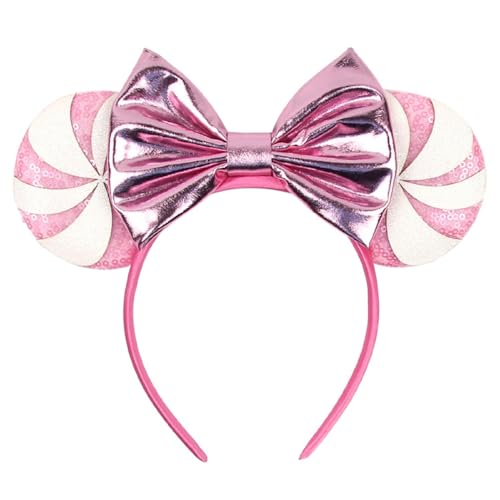 Christmas Sequin Mouse Ears Headband Hair Hoop Peppermint Snowflakes Bow Hairband Headpiece for Party Supplies