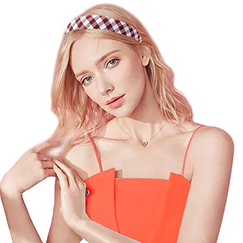 6 Pcs 0.8 inch Plaid Headband For Women Printed Stripe Hair Bands for Girls Fabric Ribbon Hard Head Piece Satin Wrapped Hairband