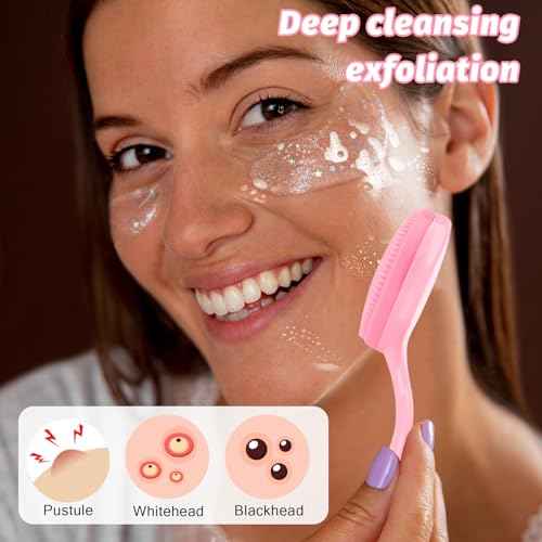 2Pack Silicone Face Brush Manual Face Scrub Brush Soft Facial Brushes Waterproof Exfoliating Face Brush Skin Friendly Face Cleaner Brush for Women and Men Blackheads Makeup Residues Removal