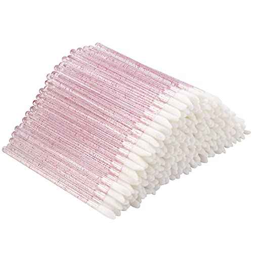 300 Counts Lip Applicators Disposable Lip Brushes Crystal Lipstick Lip Gloss Wands, Pink