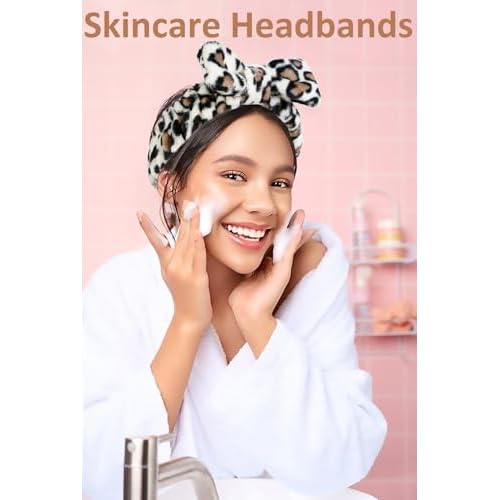 Spa Headband for Women Washing Face Girls Skincare Headbands Makeup Cheetah Print Leopard Face Wash Head Band Animal Print Christmas Gifts for Teen Girls