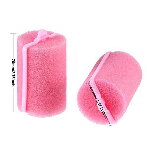 Geyoga 18 Pieces Sponge Hair Rollers Large Soft Foam Hair Styling Curlers Large Size Hairdressing Curlers for Women(Pink,1.6 x 2.8 Inches)