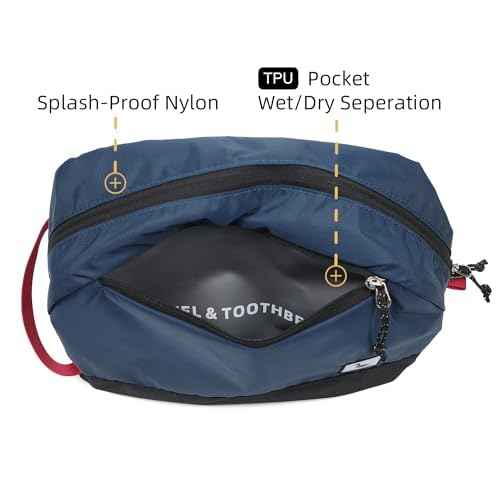Travel Toiletry Bag 8L, Large Packing Cube with Waterproof TPU Wet/Dry Compartment (03 Blue Abyss)