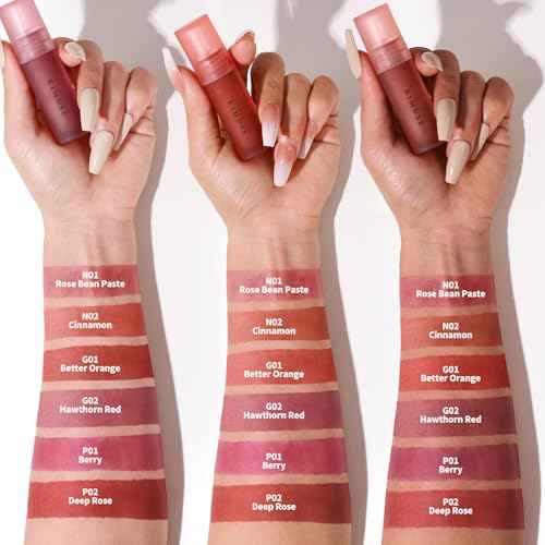 KIMUSE Water Gel Lip Tint 6 Colors Set, Highly Pigmented Long Lasting Moisturizing Glossy Lip Stains, Hydrate Lightweight Lip Gloss Makeup