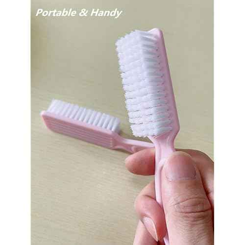12Pcs Nail Brush for Cleaning Fingernails, Handle Grip Cleaning Brush for Nail and Toenail, Nail Dust Brush Manicure Pedicure Tools Scrubbing Brush Women Men Home Salon(Pink)