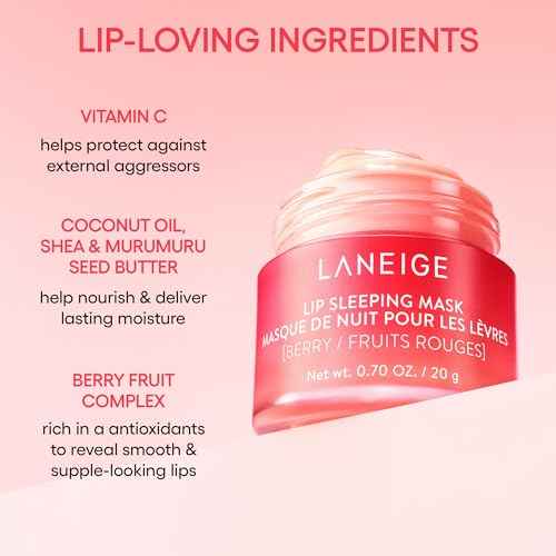 LANEIGE Lip Sleeping Mask: Nourish, Hydrate, Vitamin C, Murumuru & Shea Butter, Antioxidants, Flaky, Dry Lips