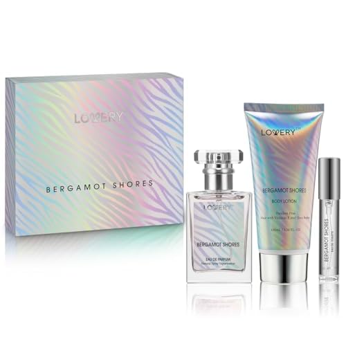 Bergamot Shores Spa Kit - Mom's Self Care Gift with Perfume, Body Lotion & Eau de Toilette Spray - Birthday Gift for Women