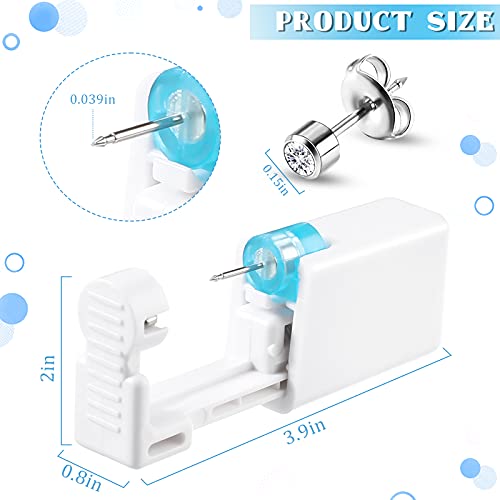 Chumia 24 Pieces Self Ear Piercing Tool Disposable Kit Household Ear Piercing Tools Safety Portable Nose Tools with 24 Pieces Crystal Earring Studs