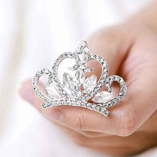 Yean Taira for Little Gilrs Silver Mini Tiara Comb Rhinestone Small Tiaras for Girls