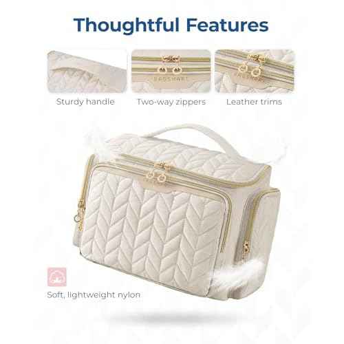 BAGSMART Travel Toiletry Bag, Large Wide-open Travel Bag for Toiletries, Makeup Cosmetic Travel Bag with Handle-Black