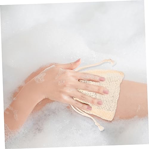 8pcs Cotton Soap Storage Bags Drawstring Foaming Pouches for Bathing Exfoliating Mesh Soap Holders Convenient Shower Accessory for and Easy Drying