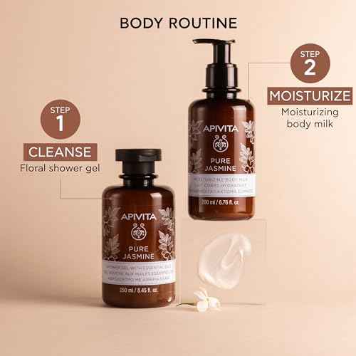Apivita Pure Jasmine Body Milk | Moisturizes & Soothes with Jasmine, Honey & Essential Oils, 200 mL/ 6.67 oz