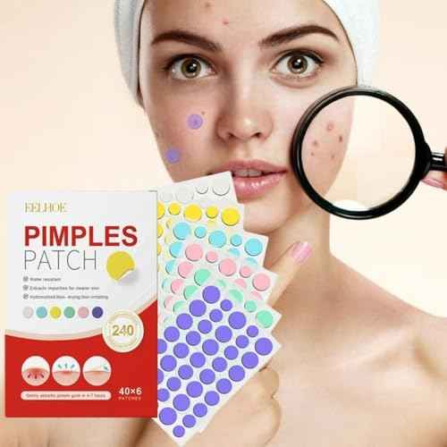 240 Acne Pimple Patches ? Multicolor Hydrocolloid Stickers ? Non-Medicated Spot Dots for Face Care ? Invisible and Waterproof