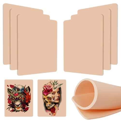 Premium Fake Skin Tattoo 3MM - Jconly 6Pcs Thick Tattoo Fake Skin Double Sides Tattoo Skin Practice, 8¡¿6 in Soft Silicone Tattoo Fake Skin for Beginners and Tattoo Artists, Quality Tattoo Skin