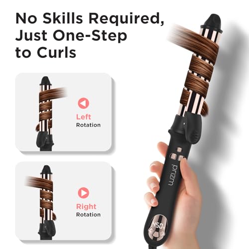 Prizm 1.25inch/32mm Automatic Curling Iron for Big Curler, Rotating Curling Wand Up to 450¡ÆF, LCD Display, Auto-Shut Off & Dual Voltage, Negative Ion