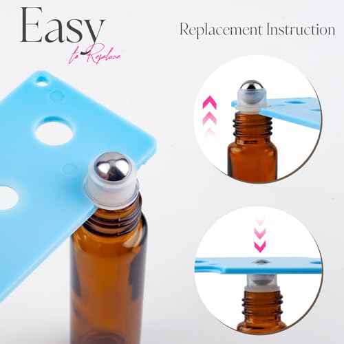 ZEJIA 10ml Roller Bottles for Essential Oils, 6 Pack Glass Roll on Bottles, Refillable Perfume Bottle, with Stainless Steel Roller Balls, 2 Droppers, 1 Opener, Labels(Amber)