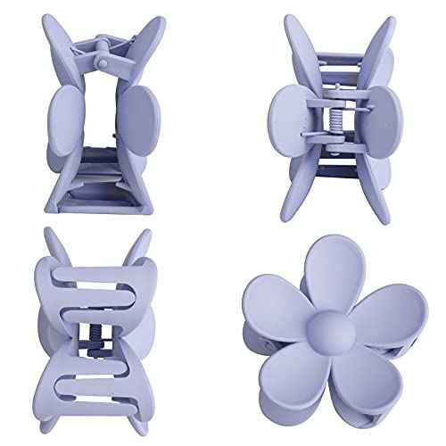 12-Piece Flower Claw Clips - Large Jaw Clips for Women & Girls - Thick & Thin Hair - 12 Colors - Matte, Non-Slip, Strong Hold