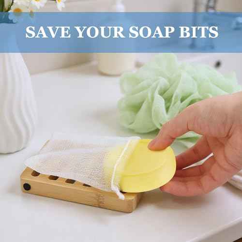 40 PCS Soap Saver Bag, Exfoliating Mesh Soap Saver Pouch Bags, Bubble Mesh Net Bags with Drawstring, Easy to Store, for Shower, Face Cleansing, White