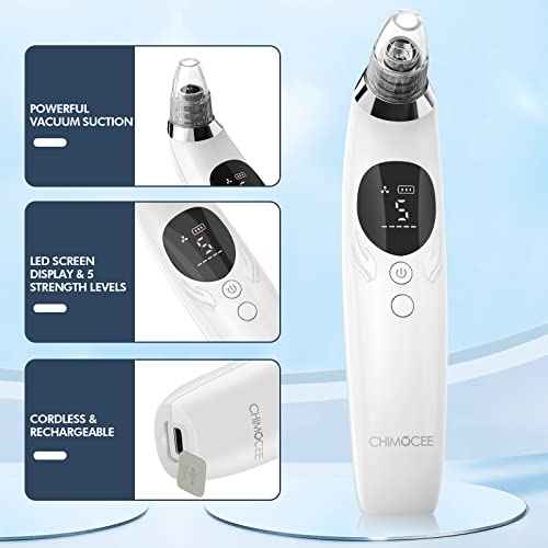 Blackhead Remover Pore Vacuum, Upgraded Black Head Remover for Face, Electric Acne Comedone Whitehead Extractor Tools-5 Suction Power, 5 Probes, USB Rechargeable Pimple Popper Tool Kit