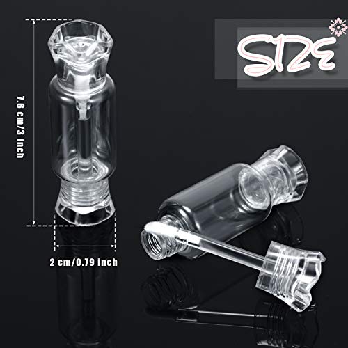 20 Pieces Empty Lip Gloss Tubes with Wand 9 ml Mini Clear Candy Shape Lip Balm Tube Containers and 2 Pieces Funnel for DIY Cosmetics Women