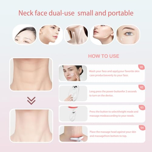 Red-Light-Therapy-for-Face and Neck, Face ?? culpting Wand with 7 Color, Anti ??rinkles Facial Massager for Face and Neck Tool for Skin Care (White)