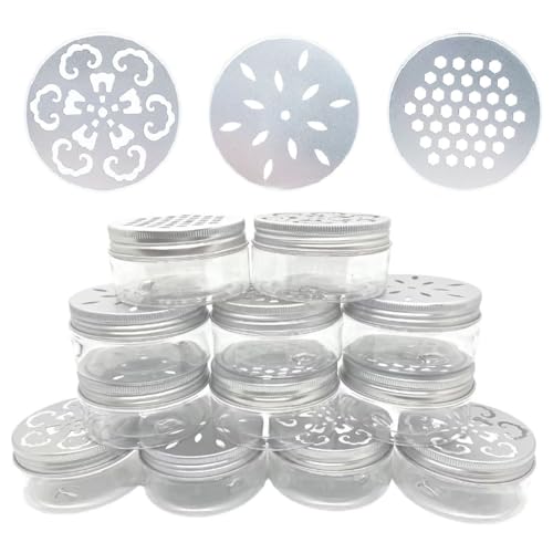 12 pcs 3 Styles Air Freshener Solid Perfume Aroma Diffuser Empty Storage Containers with Hollow Lids 80ml 2.7 OZ Screw Lid Round Jars Sample for Aromatherapy (12)
