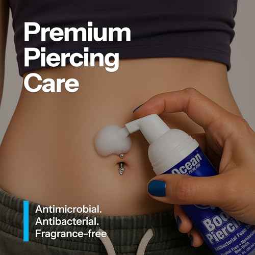 H2Ocean Body Piercing Foam Soap - Organic Sea Salt Aftercare with Aloe Vera, Alcohol-Free, Unscented, Vegan & Gentle Cleansing Tattoo and Piercing Soap for Healing & Moisturizing - 1.7oz