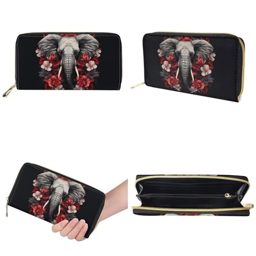 GIFTPUZZ Women Top Handle Bags Handbags with Zipper Leather Wallet Cash Card Phone Holder and Makeup Bag Set 3pcs