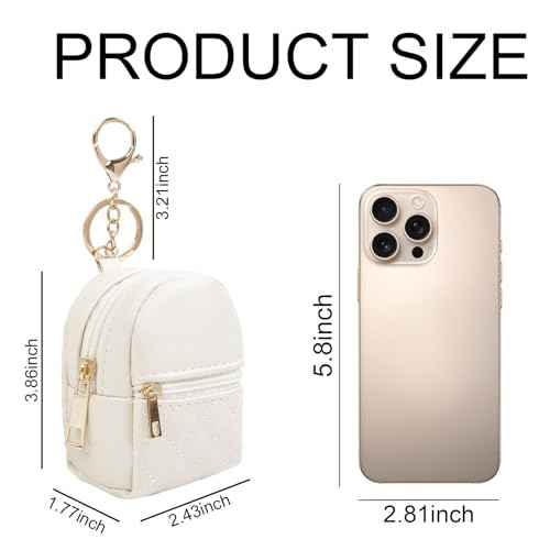 4Pcs Mini Backpack Keychain,Cute Cosmetic Bag for Women Christmas Gifts,PU Leather Makeup Bag Key Pocket Lipstick Bag Card Holder Data Cable Organizer Zipper Pouch (black beige pink gray)