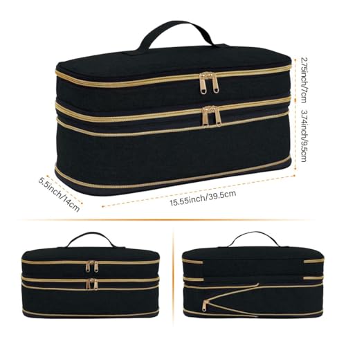 Hair Dryer Travel Carrying Case, Curling Iron Storage Bag, Slim Expandable Handheld Dual-Layer Travel Storage Bag for Dryer/Hair Tool Organizer/Style Organizer