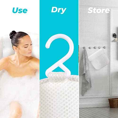 BASIC CONCEPTS Bathtub Pillow for Neck and Back Support with Drying Hook, Bathtub Pillow Machine Headrest for Soaking & Straight Back Tubs - Bath Accessories, Machine Washable, 6 Suction Cups