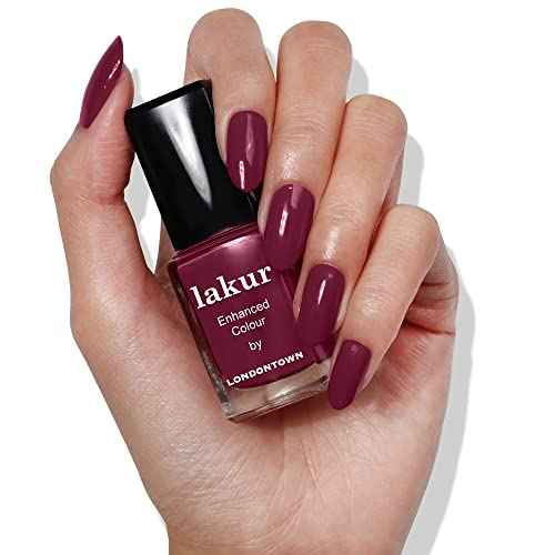 LONDONTOWN lakur Nail Polish - Chip-Resistant, Non-Toxic, Conditions & Hydrates Nails | Glossy Raspberry, Flirty & Thriving, .40 fl oz