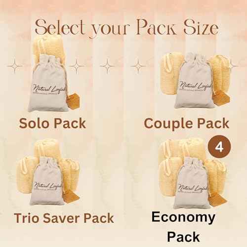 All Natural Loofah Sponge, Pack of 3 Real Egyptian Bath & Shower Exfoliating Loofa Scrubber Sponges for Face, Back & Body, Eco Friendly, No Toxic Chemicals, 6" x 6" by Crafts of Egypt