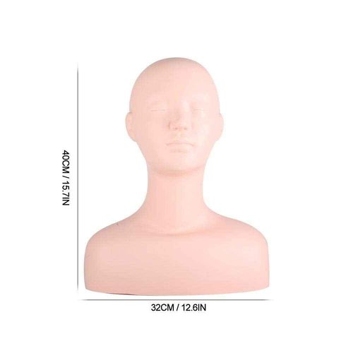 Mannequin PVC Manikin Head, Multifunction mannequin head model with shoulder, Head for hairdressers Mannequin head for Makeup Practice, Wig Hat Display, Eyelash Extensions,Tattoo