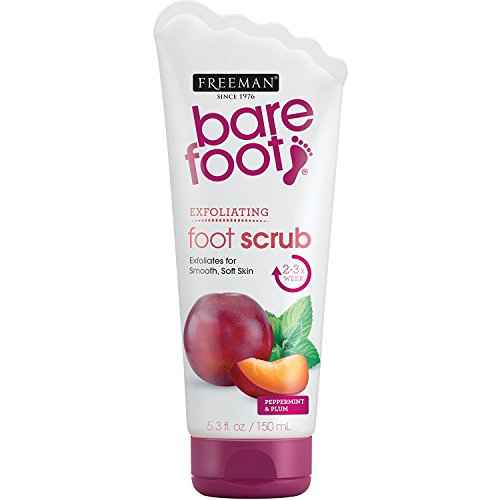 Freeman Bare Foot Exfoliating foot scrub Peppermint and Plum 5.3 oz ( Packs of 4)