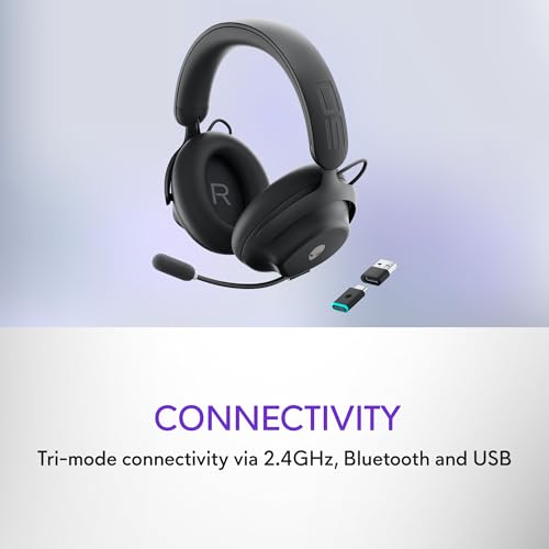 Alienware Pro Wireless Gaming Headset - Wired/Wireless, Bluetooth 5.3, 15 Minute Fast Charging, Audio Output 20 Hz, Battery Talk Time (ANC on) Up to 24 Hrs (Bluetooth), Dark Side of The Moon