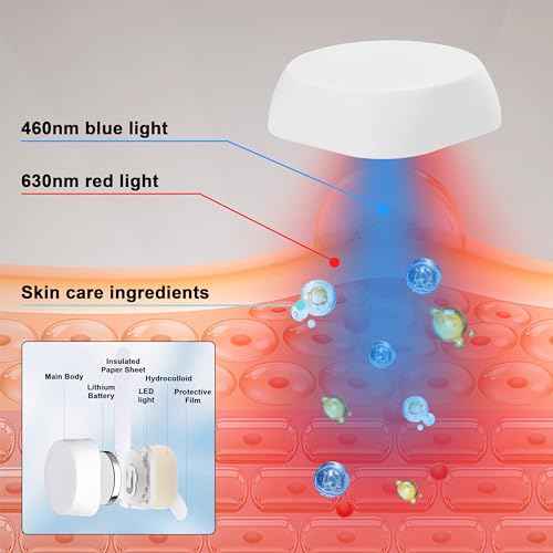 Elitzia Red Light Therapy Electronic Patch 6-Pack Reusable Hydrocolloid Patch Reduce Blemish Unclog Pores Skin Care for Sensitive Skin Home Use ETEAP6