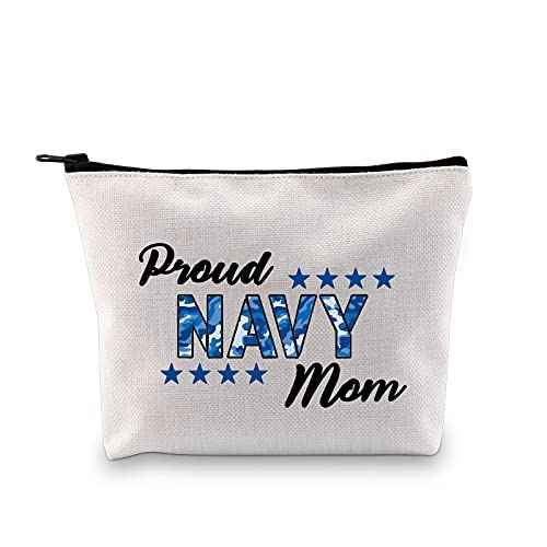 Proud Navy Mom Cosmetic Bag Navy Mom Gifts for Women Military Mom Gifts Navy Sailor Gifts Navy Deployment Gifts for Mom (Proud Navy Mom bag)