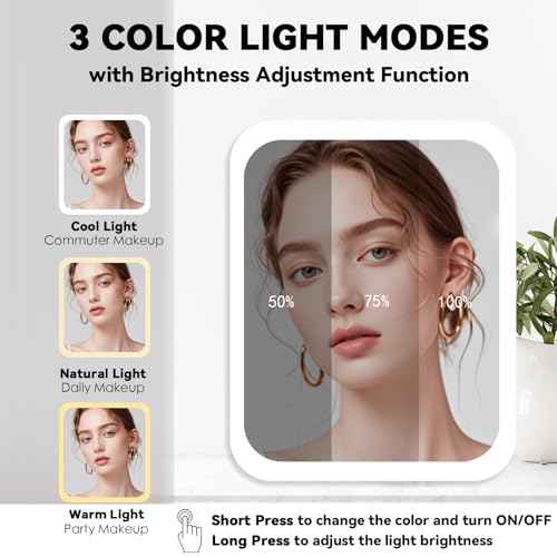 Travel Makeup Bag with LED Mirror and 10x magnifying glass with 3 Lighted Settings, Adjustable Dividers and Makeup Brush Storage Bag Black